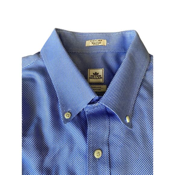 Peter Millar Blue Nanoluxe Easycare Mens Long Sleeve Button Down XL - Picture 2 of 10